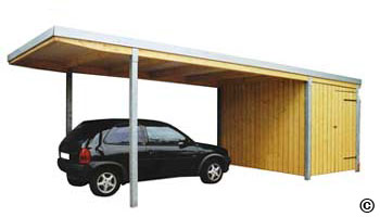 Carport  Flachdach mit Abstellraum